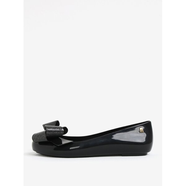 Balerini negri parfumati cu aspect lucios si funda decorativa - Melissa Space Love