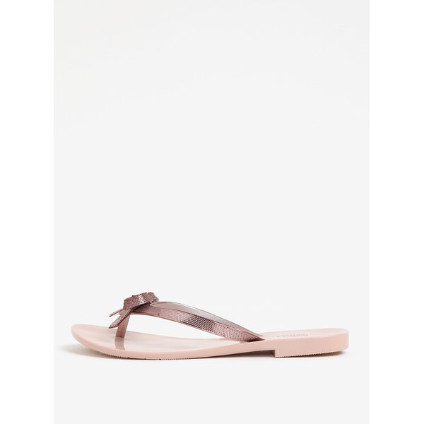 Papuci flip-flop roz cu funda si aspect metalic Melissa Harmonic Chrome