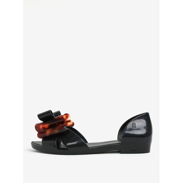 Sandale negre parfumate cu funda decorativa maro - Melissa Seduction