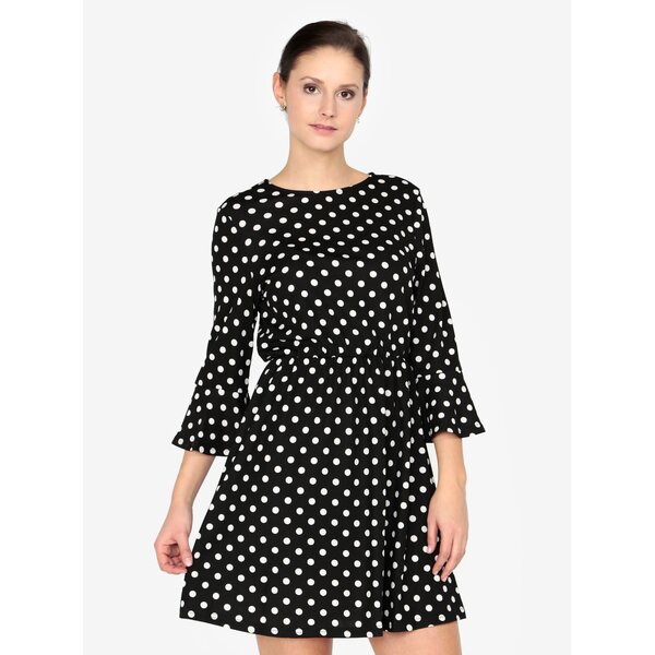 Rochie neagra cu buline si maneci clopot AX Paris