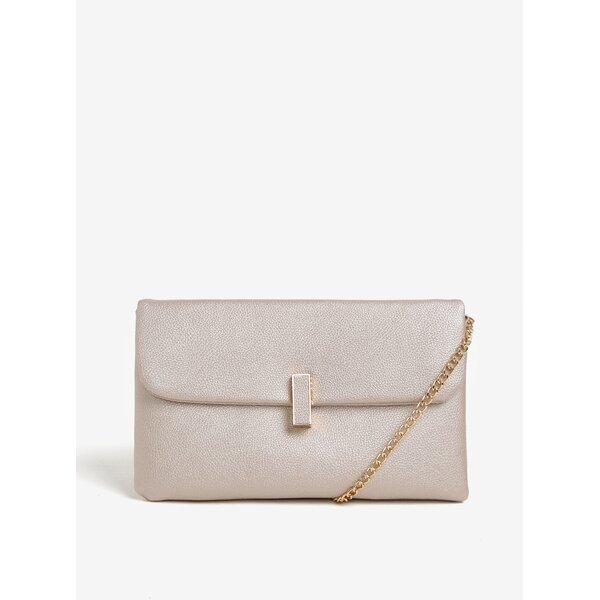 Geanta plic bej metalic cu bareta tip lant - Dorothy Perkins