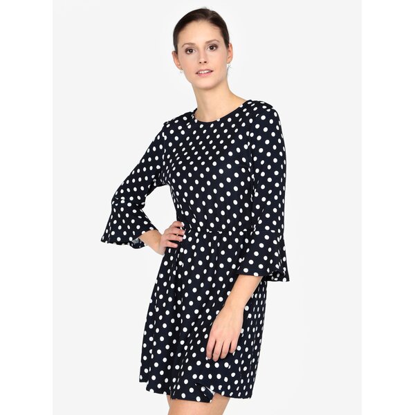 Rochie bleumarin cu buline si maneci clopot AX Paris