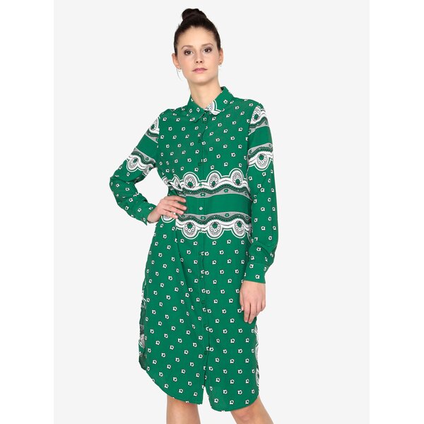 Rochie camasa verde cu print si nasturi MISSGUIDED