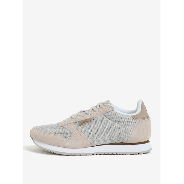 Pantofi sport bej cu detalii din piele intoarsa pentru femei Woden Ydun Suede Mesh