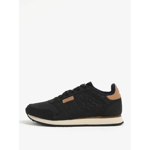 Pantofi sport negri cu model din piele pentru femei Woden Ydun Croco