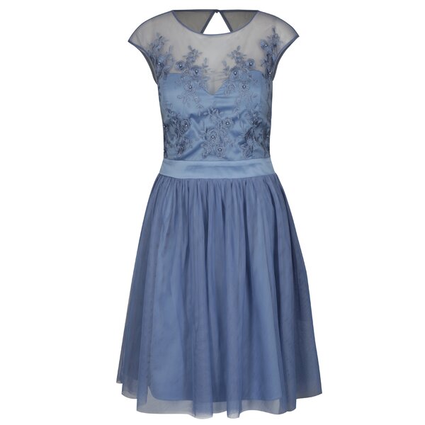 Rochie albastra clos cu insertie de tule Dorothy Perkins