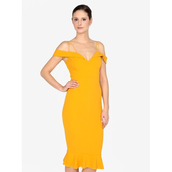 Rochie galbena cu volan si umeri expusi AX Paris