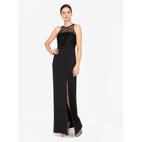 Rochie maxi neagra cu dantela pe decolteu - AX Paris