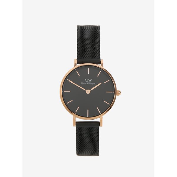 Ceas analog auriu cu curea neagra - Daniel Wellington