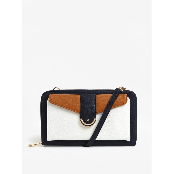 Geanta plic alb & bleumarin cu buzunar exterior - Bessie London