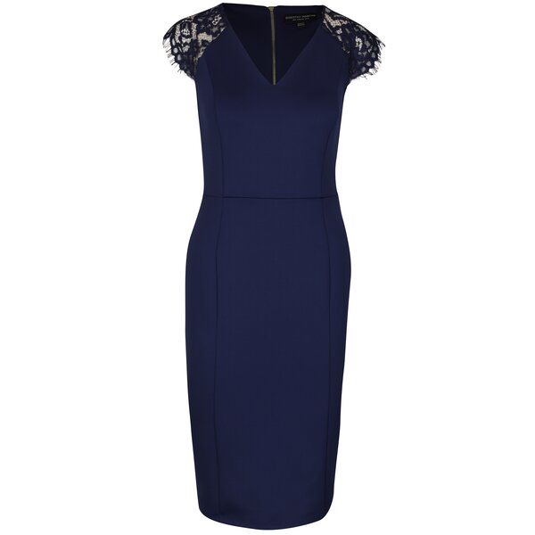 Rochie tubulara bleumarin cu dantela Dorothy Perkins