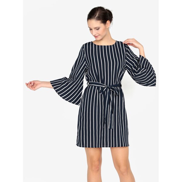 Rochie bleumarin in dungi cu maneci 3/4 evazate AX Paris