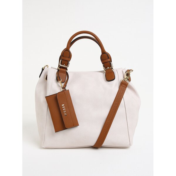 Geanta crem cu manere si portofel exterior - Bessie London