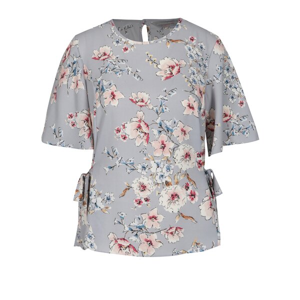 Bluza gri cu print floral si maneci fluture - Dorothy Perkins Petite