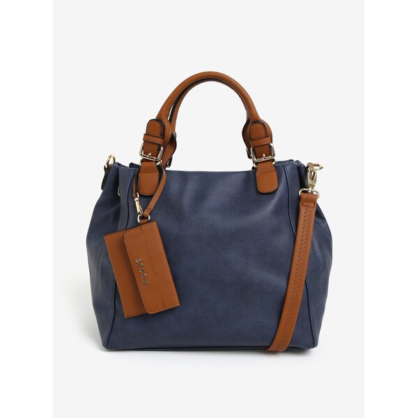Geanta bleumarin cu manere si portofel exterior - Bessie London