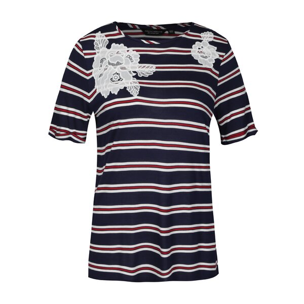Tricou cu dungi si aplicatie de broderie Dorothy Perkins