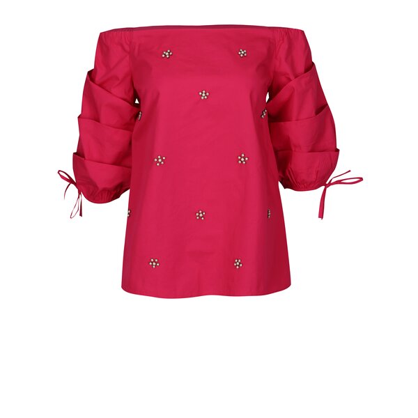 Bluza roz cu decolteu amplu si perle decorative - Dorothy Perkins