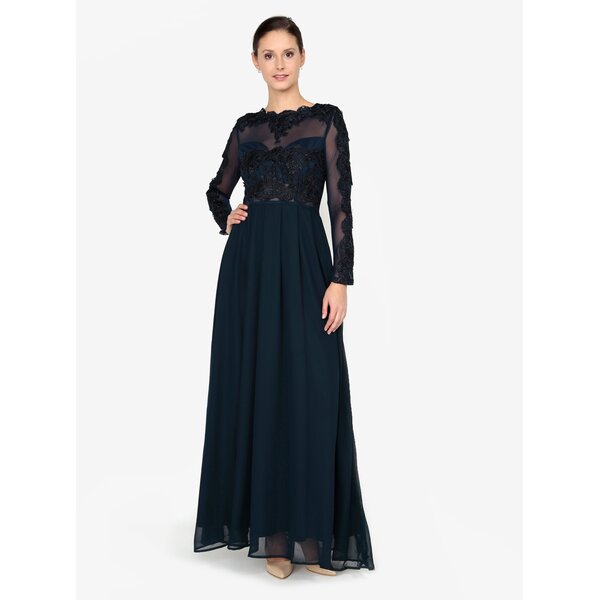 Rochie maxi bleumarin cu detalii brodate - AX Paris