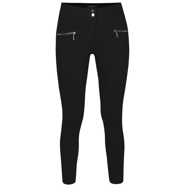 Pantaloni skinny fit negri cu fermoare - Dorothy Perkins