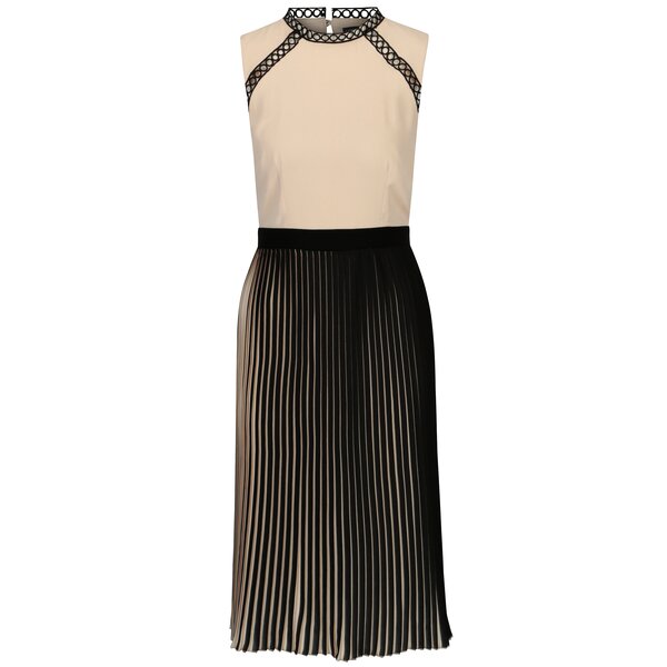 Rochie negru & nude cu pliseuri si broderie sparta - Little Mistress