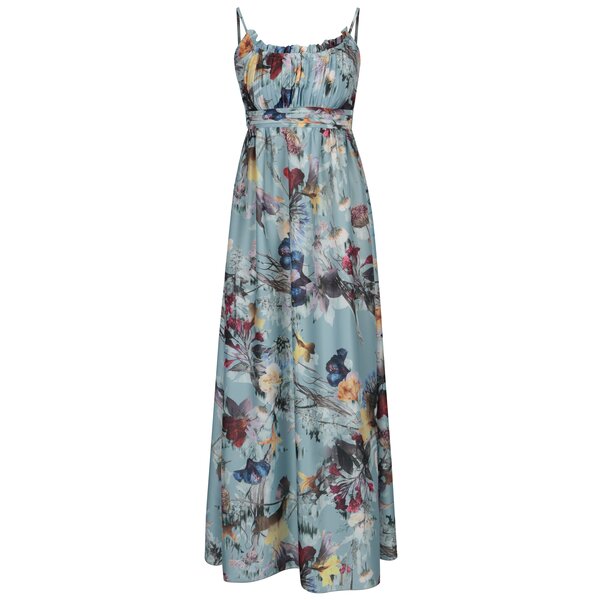 Rochie maxi bleu cu print si pliuri - Little Mistress