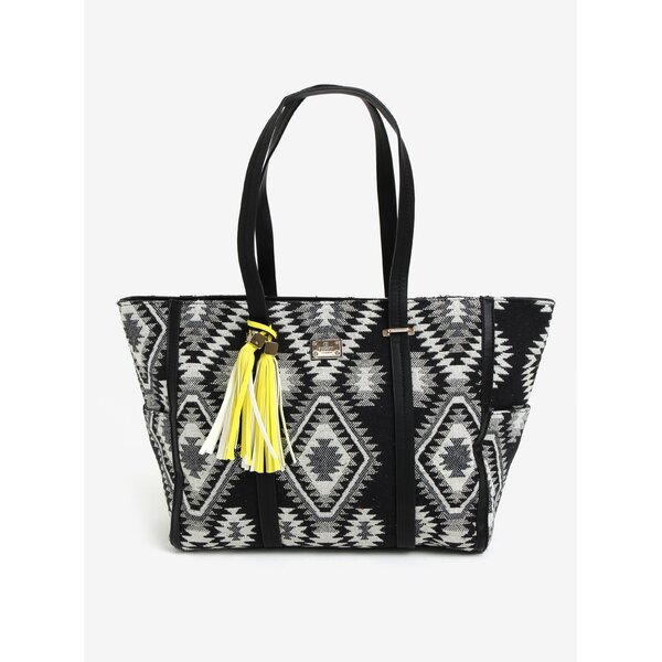 Geanta shopper neagra cu model aztec Bessie London