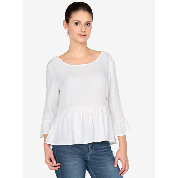 Bluza alba cu maneci 3/4 si volane - Haily´s Madita