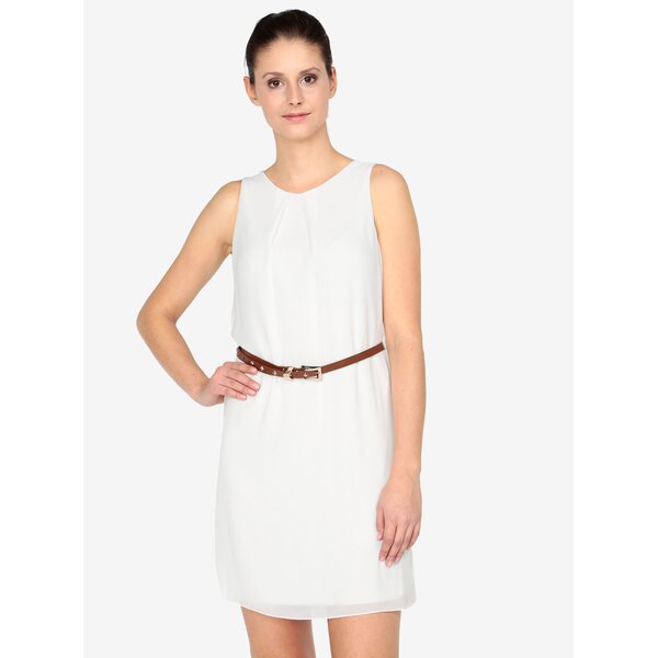 Rochie crem cu croi drept si curea - Haily´s Tanja