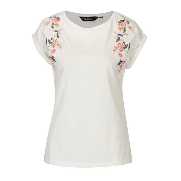 Tricou crem cu broderie florala Dorothy Perkins