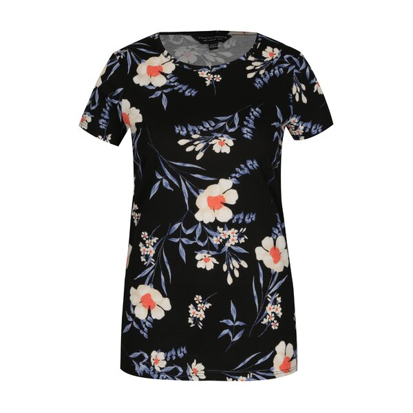 Tricou negru cu print floral Dorothy Perkins