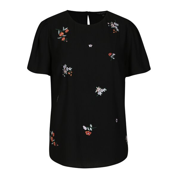 Bluza neagra cu print si maneca scurta Dorothy Perkins