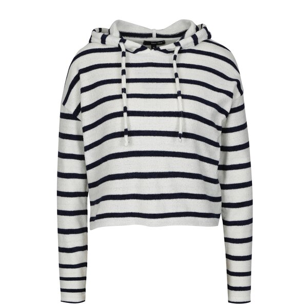 Hanorac tricotat crop bleumarin&alb in dungi TALLY WEiJL
