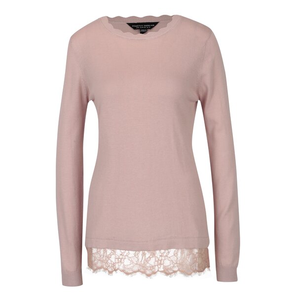 Pulover roz prafuit cu dantela la terminatie Dorothy Perkins