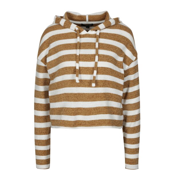 Hanorac tricotat crop maro&alb in dungi TALLY WEiJL