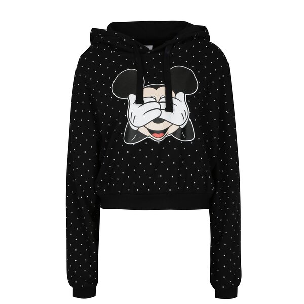 Hanorac crop negru cu print TALLY WEiJL