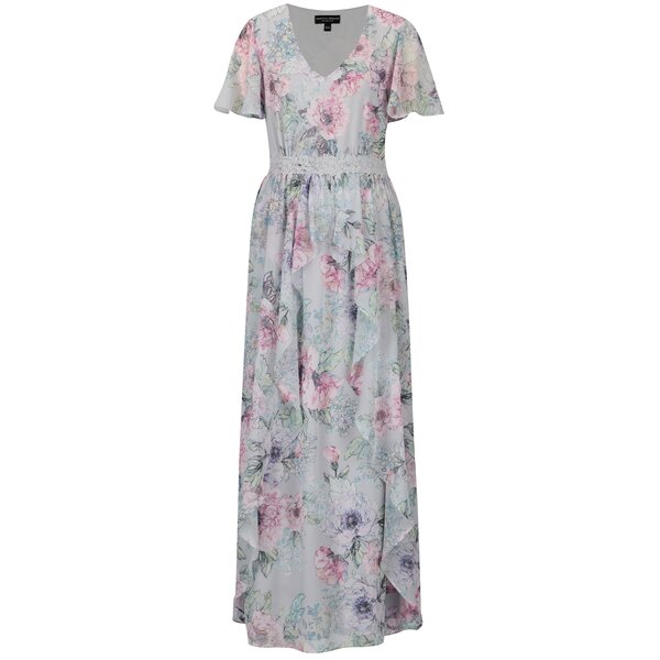 Rochie maxi cu print floral si broderie in talie Dorothy Perkins