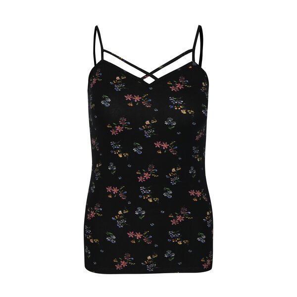 Top negru cu bretele incrucisate si print floral TALLY WEiJL