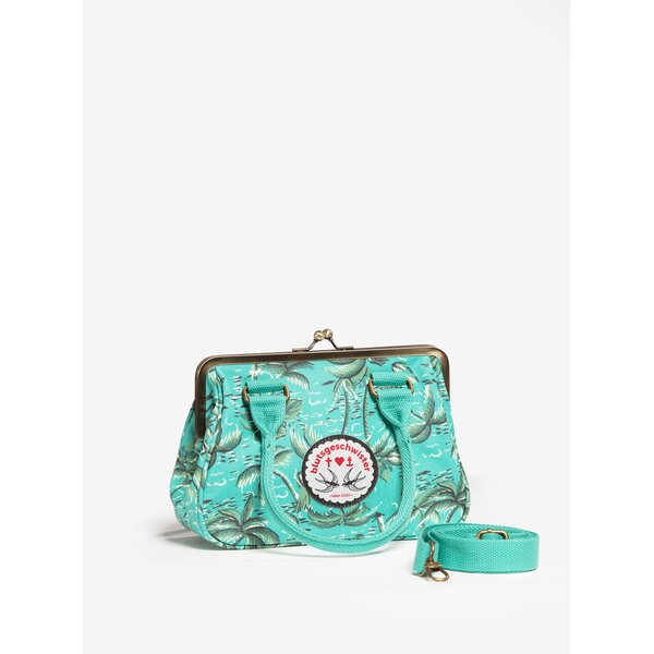 Geanta crossbody turcoaz cu print palmieri Blutsgeschwister