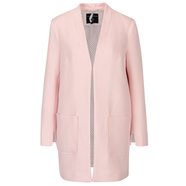 Pardesiu drept roz pal cu buzunare aplicate - Dorothy Perkins