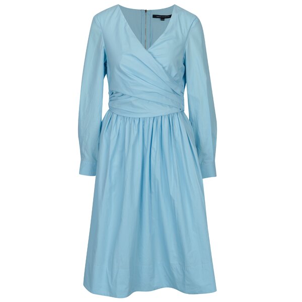 Rochie bleu cu decolteu suprapus si pliuri - French Connection Eastside