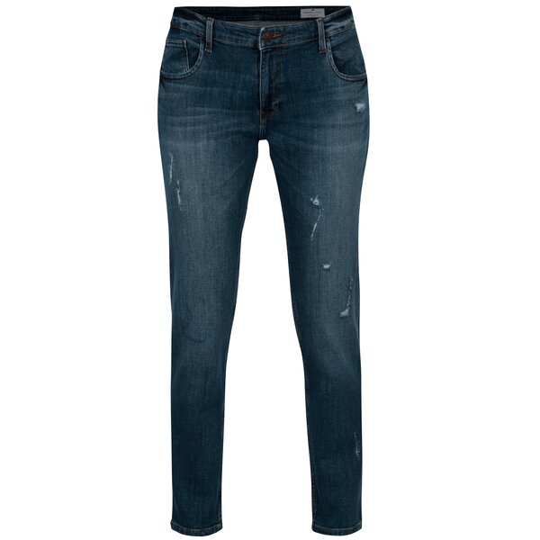 Blugi albastri straight fit cu aspect uzat pentru femei - Cross Jeans