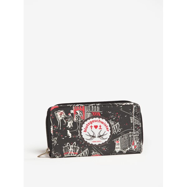 Portofel mare negru cu print urban Blutsgeschwister