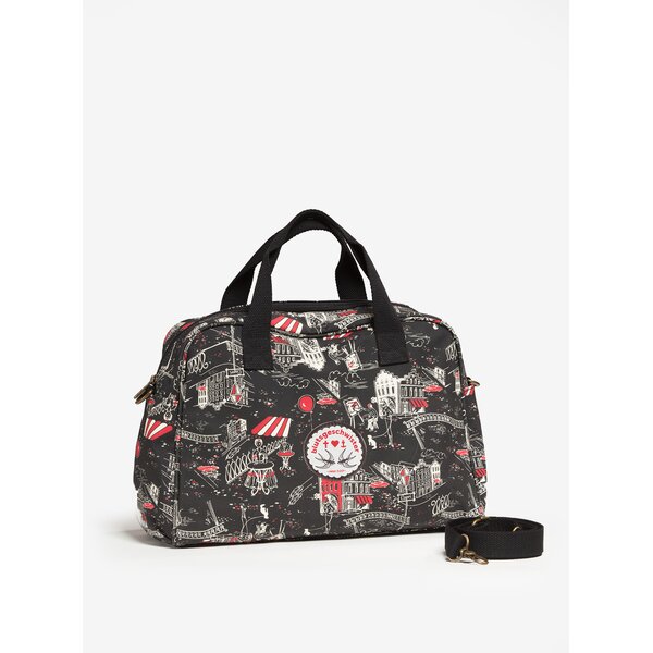 Geanta de voiaj neagra cu print Blutsgeschwister