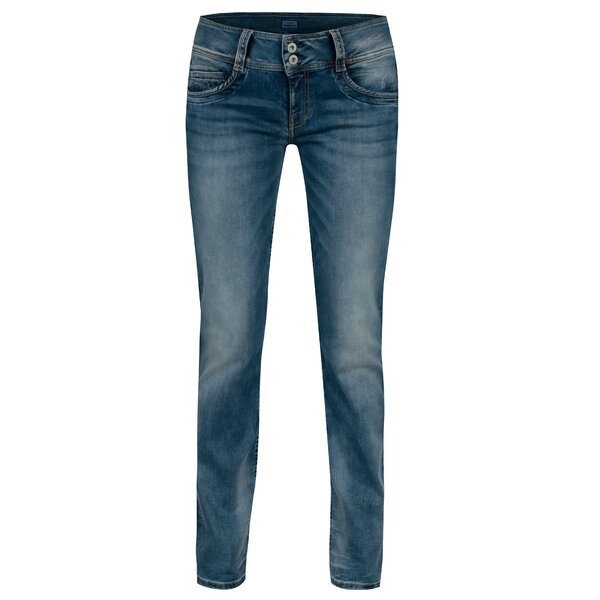 Blugi albastri straight fit cu aspect prespalat pentru femei - Pepe Jeans Gen