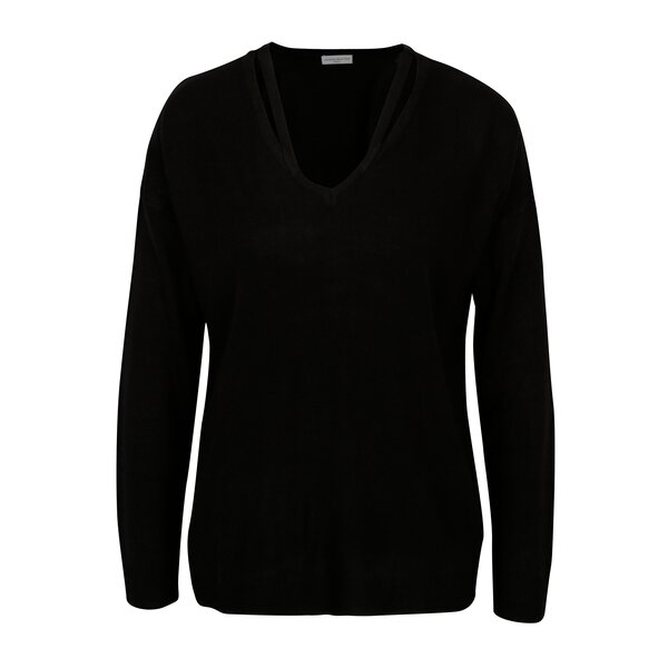 Pulover negru cu decolteu dublu Jacqueline de Yong More