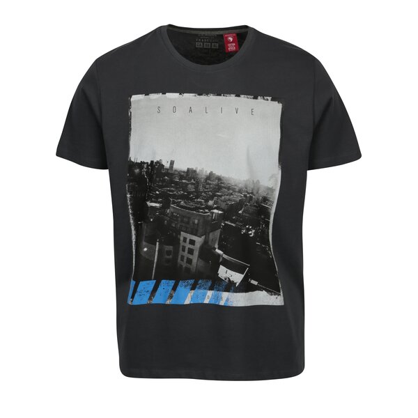 Tricou gri inchis cu print regular fit s.Oliver