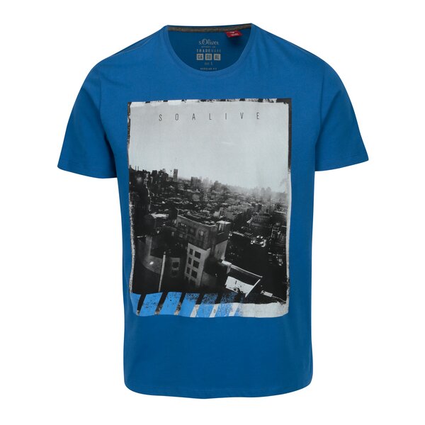 Tricou albastru cu print regular fit s.Oliver