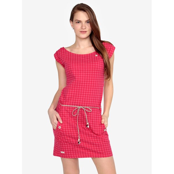 Rochie roz cu siret in talie si print - Ragwear Tag Dots
