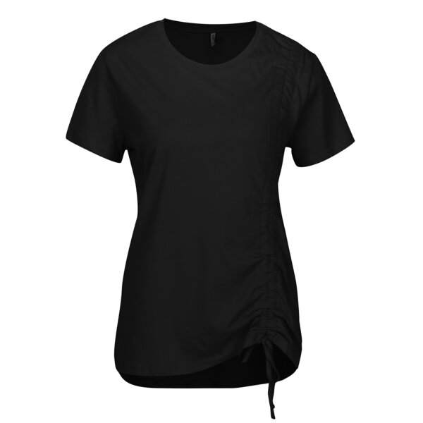 Tricou negru cu terminatie asimetrica si snur ajustabil - ONLY Merle