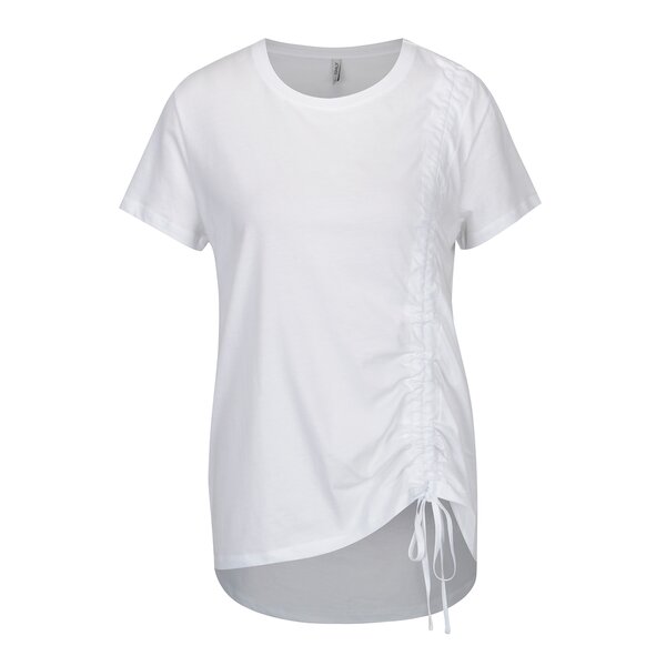 Tricou alb asimetric cu snur ajustabil - ONLY Merle